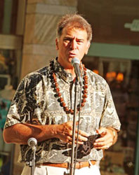 Likeke Uncle Babes Bell on the conch shell opening the
	concert.