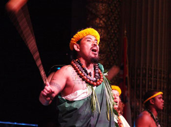 Likeke Uncle Babes Bell on the conch shell opening the
	concert.